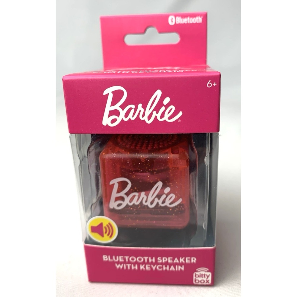 Barbie Glitter bittybox Bluetooth Speaker w/Keychain Portable Compact NEW in box